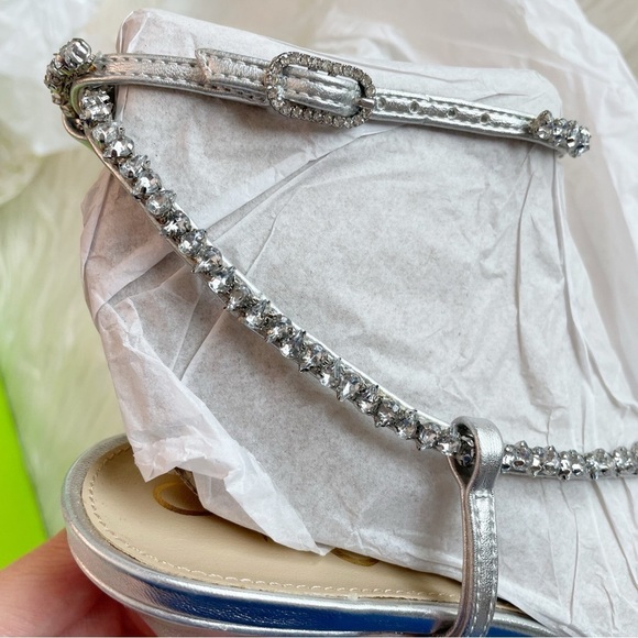 Sam Edelman Granger Silver Ankle Strap Rhinestone Stiletto Heel Sandal NIB - Picture 12 of 16